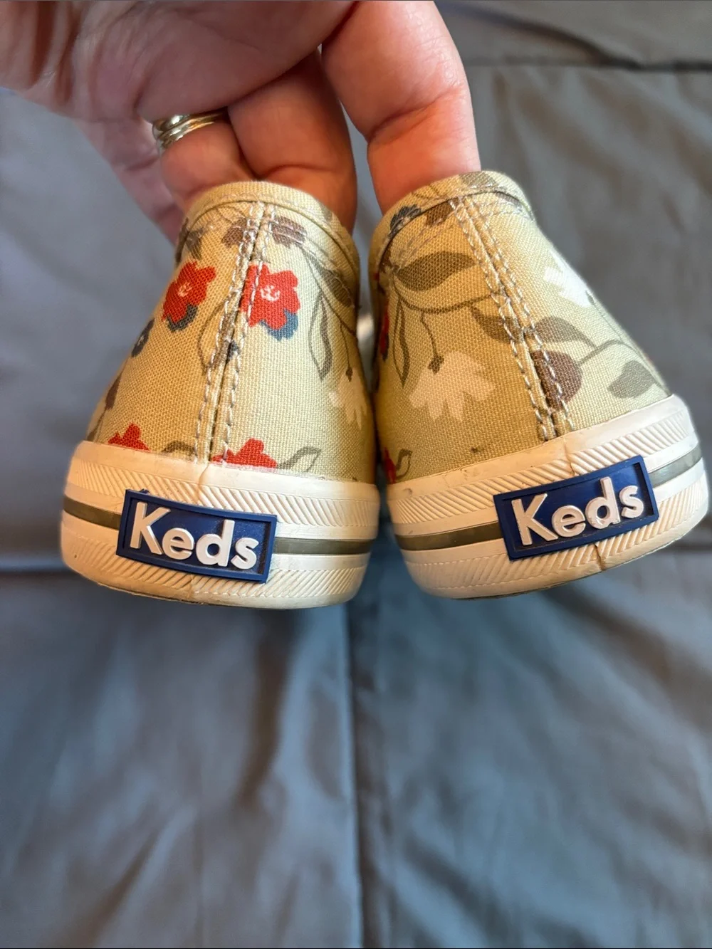 Keds Floral Canvas Sneakers in Beige, Red, Blue